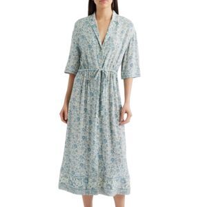 Faherty Island Floral Midi Shirtdress Blue Water Floral Liva Reviva Large NWT